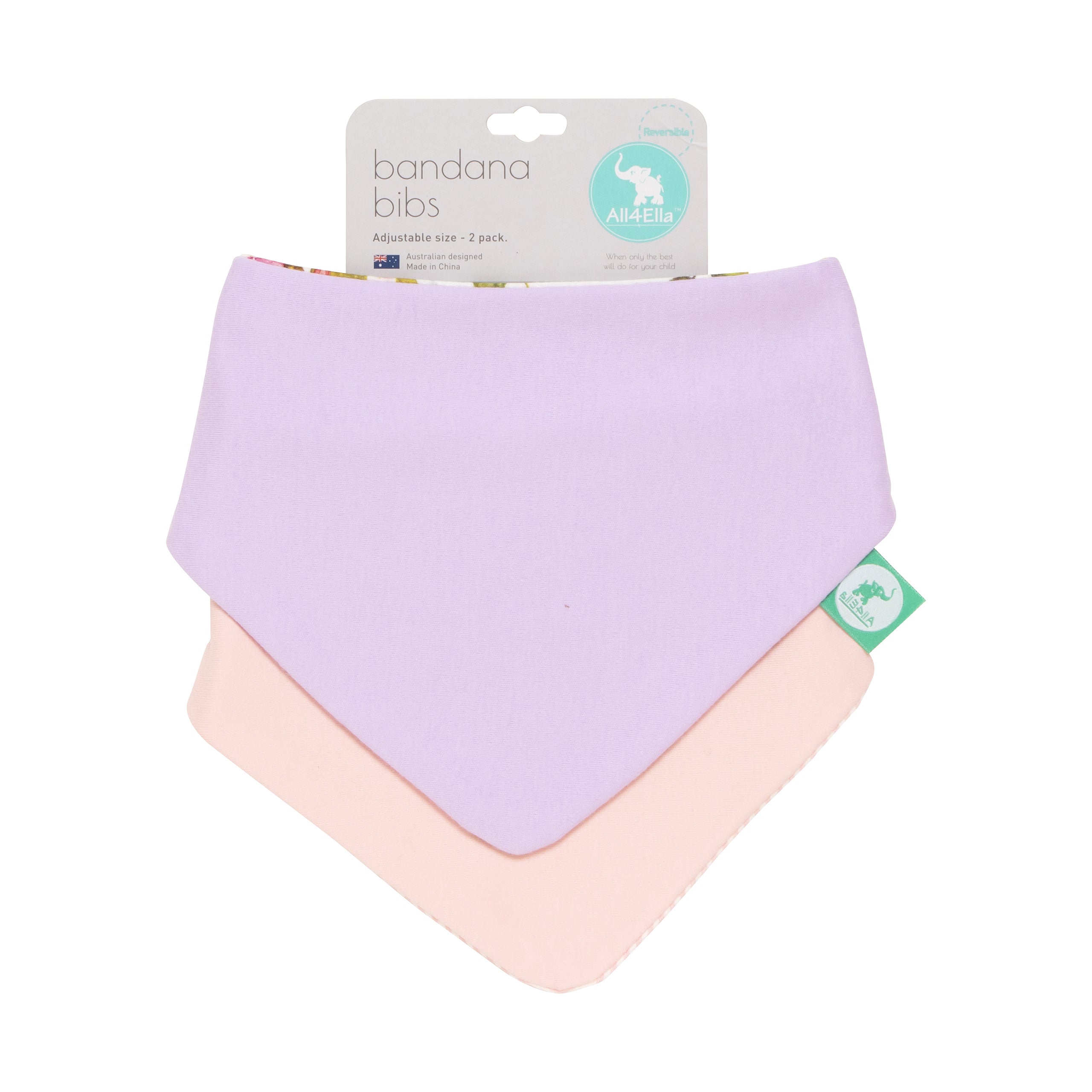 All4Ella Reversible Bandana Bibs 2pk - Rose
