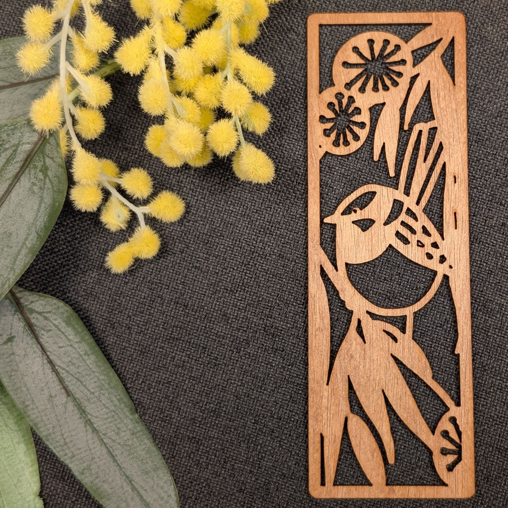 Australian Timber Bookmark: Blue Wren