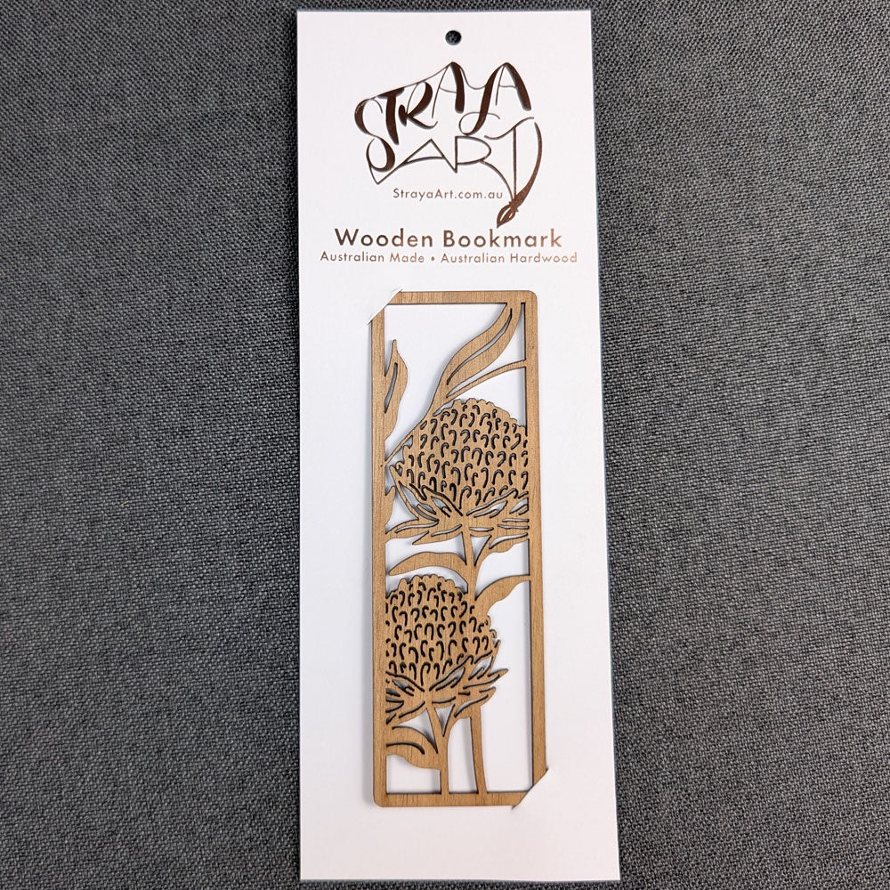 Australian Timber Bookmark: Waratah