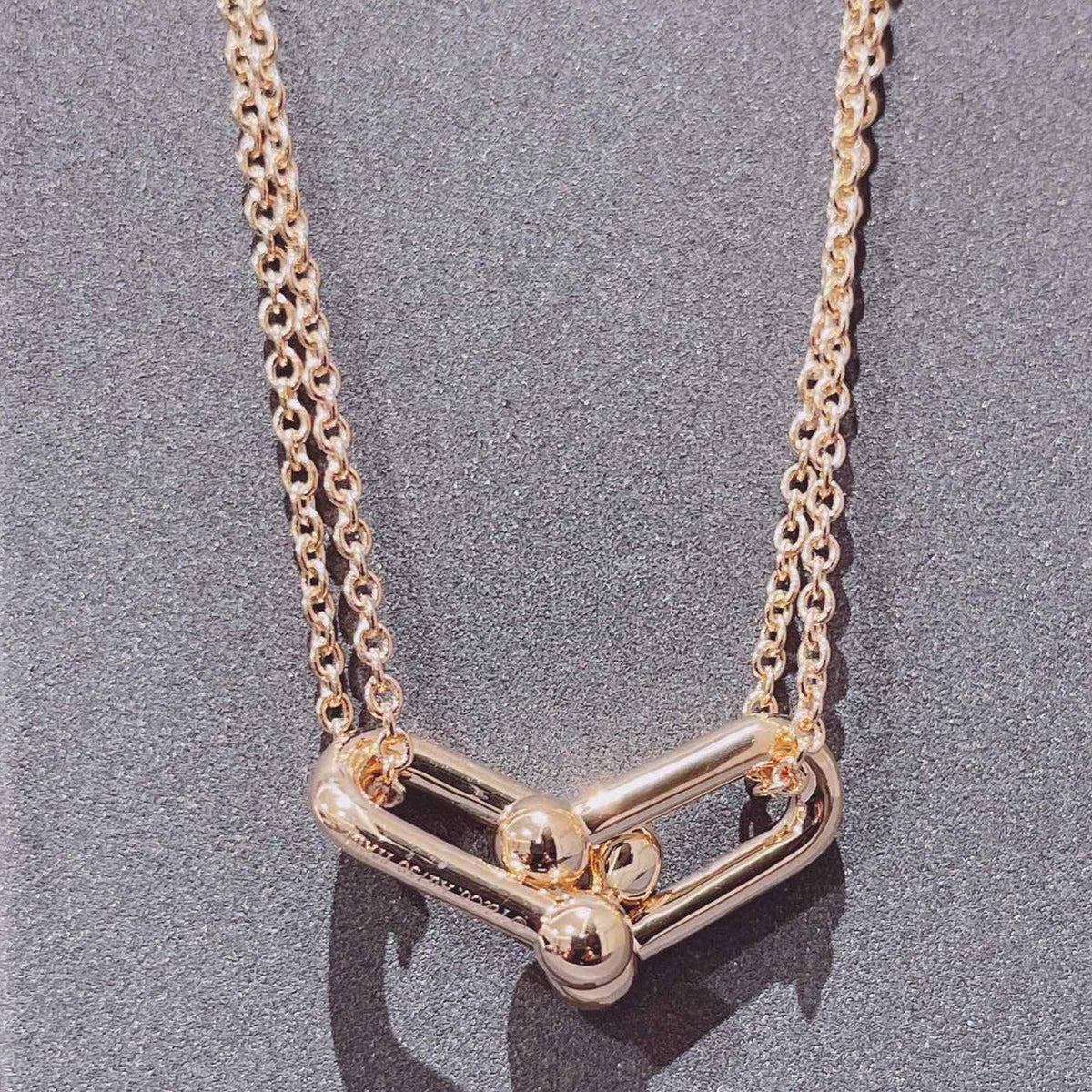 Tiffany Hardwear Double Link Pendant Pink Gold Necklace
