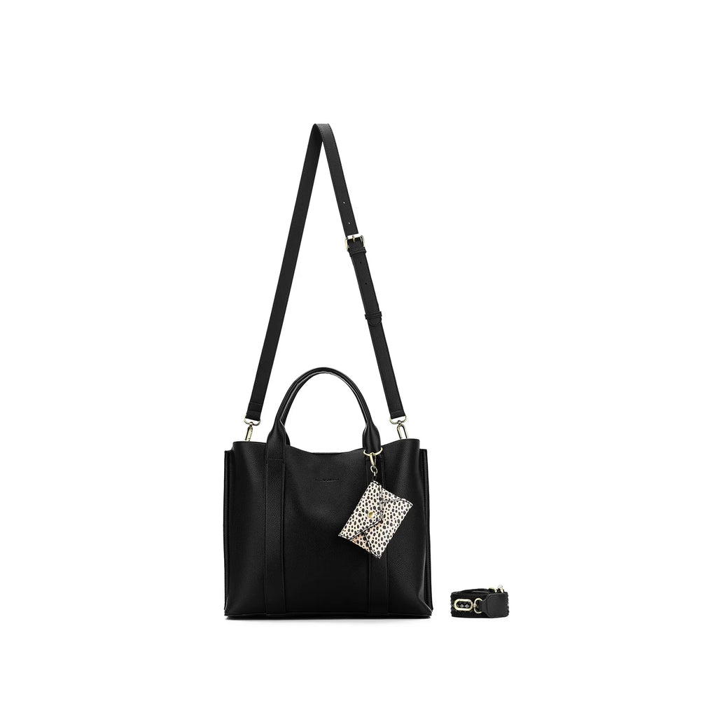 Black Caviar Designs - Margaux 2 Piece Laptop Top Handle Bag Black