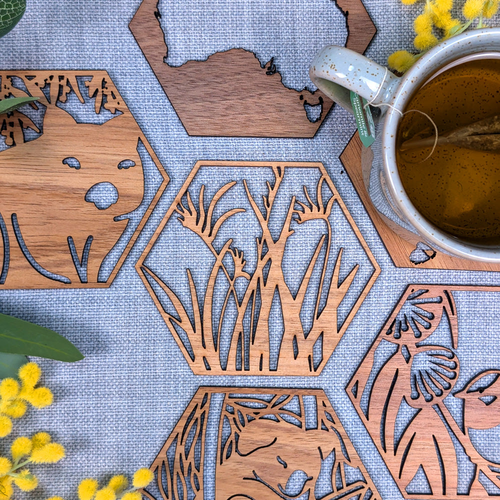 Australian Timber Coaster: Kangaroo Paw