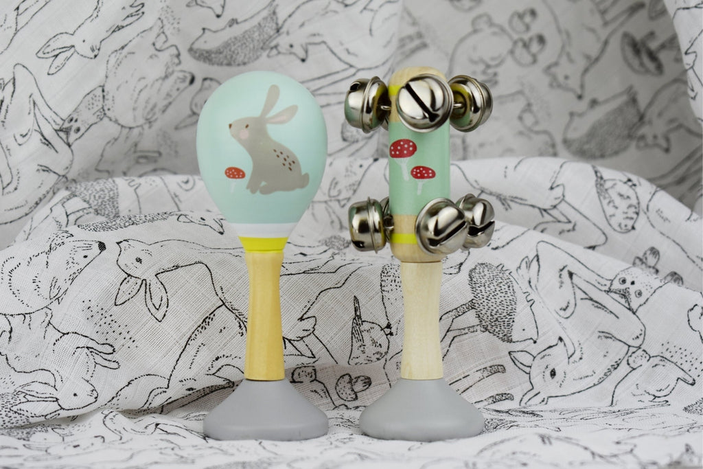 Calm & Breezy Maraca & Bell Stick Set - Rabbit