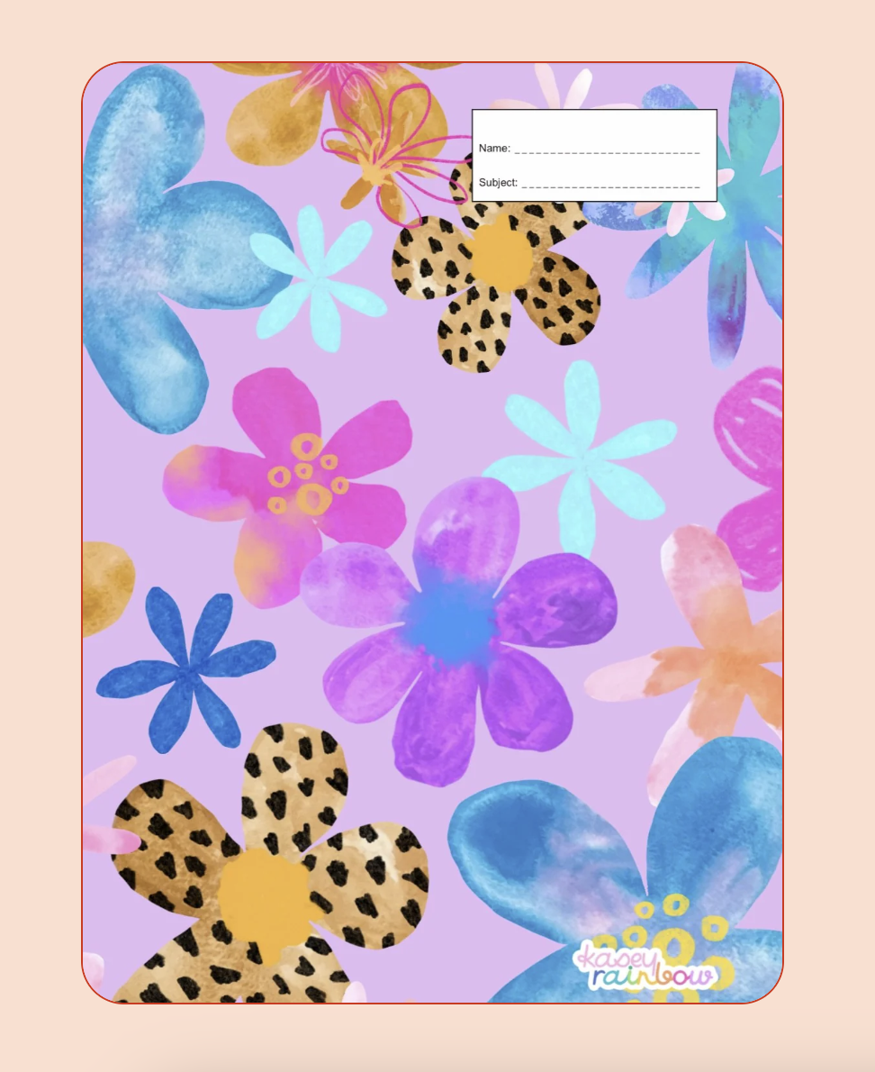 Book Cover - A4 - Kasey Rainbow - Mauve Meadow