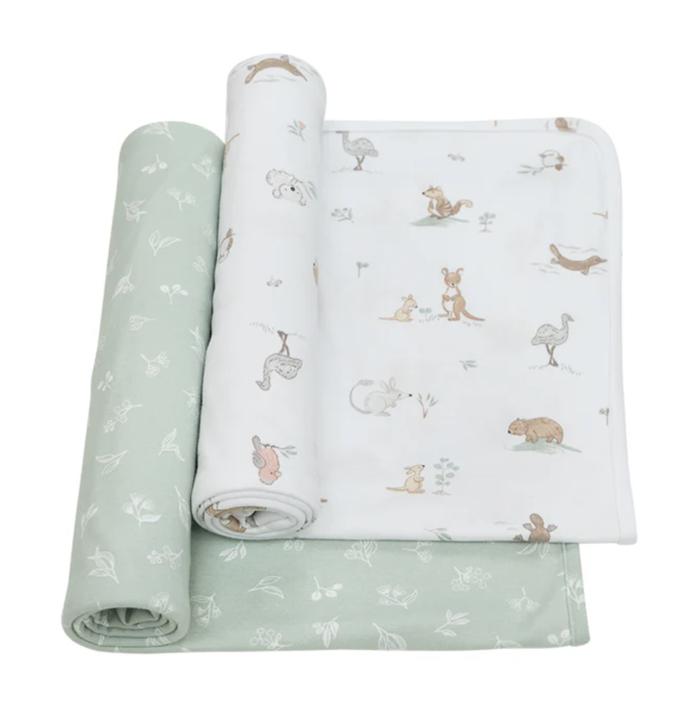 2 Pack Organic Swaddle Wraps - Australiana