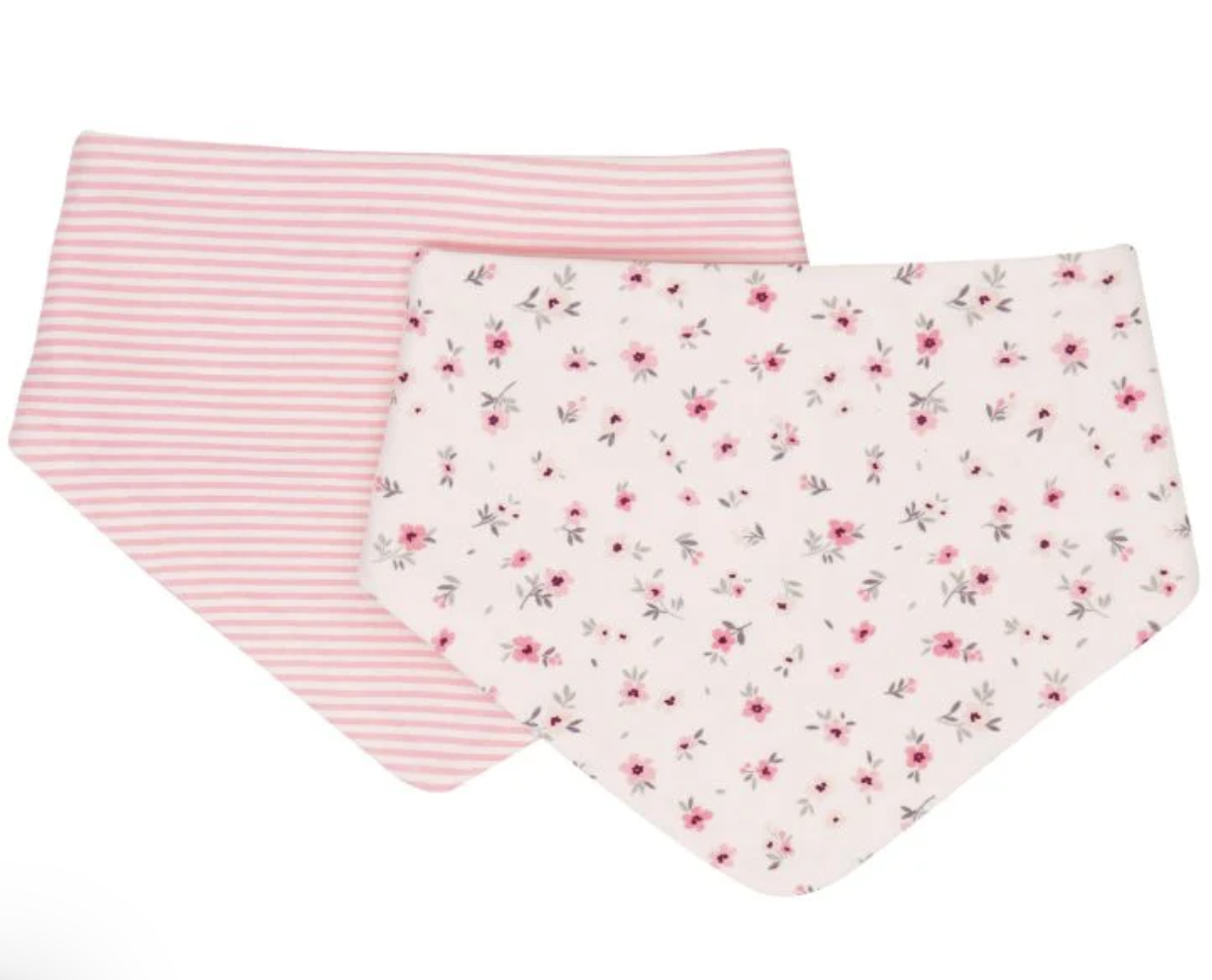 All4Ella Reversible Bandana Bibs 2pk - Pink Petals