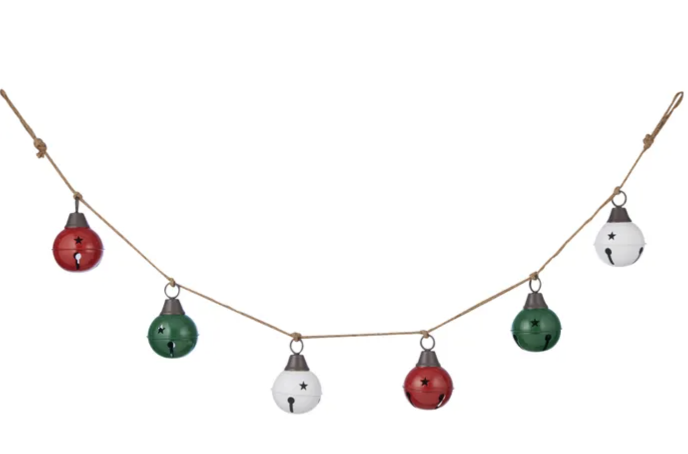 6pc Bell Garland Metal 140cm Red/Wht/Grn