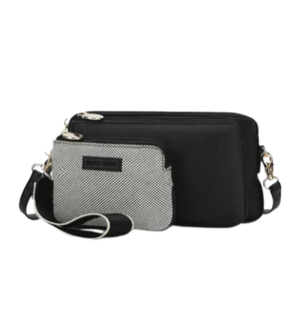 Black Caviar Design Destiny Crossbody Handbag - Black