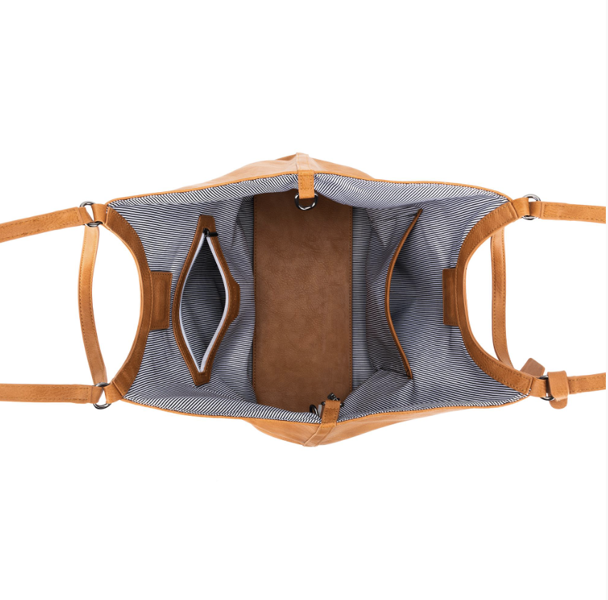 Black Caviar Design Capella 3 Compartment Shoulder/ Crossbody Bag - Tan