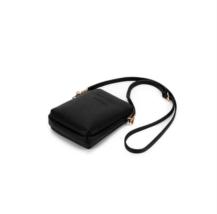 Black Caviar Design Mika Passport Phone Crossbody - Black