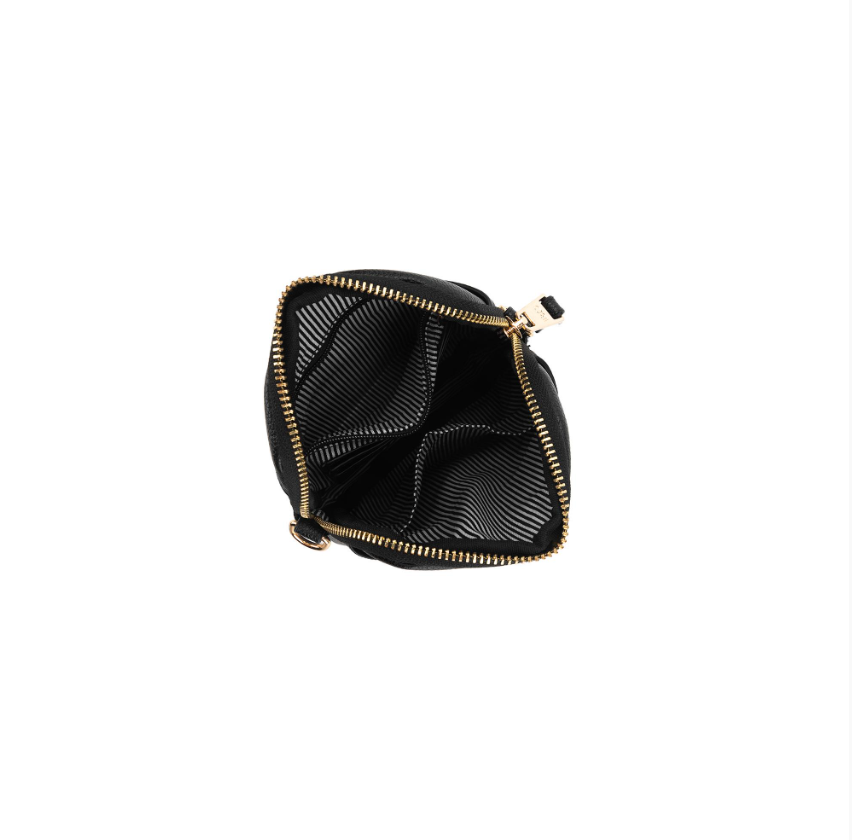 Black Caviar Design Mika Passport Phone Crossbody - Black