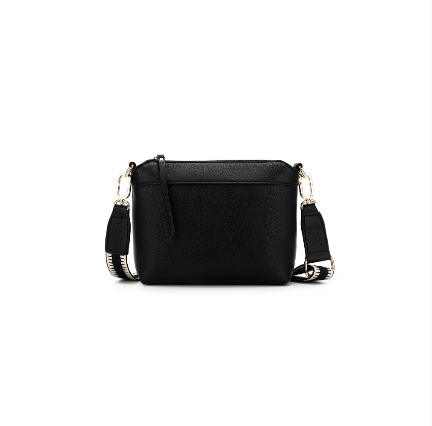 Black Caviar Design Melody Piece Shoulder Crossbody Bag - Black