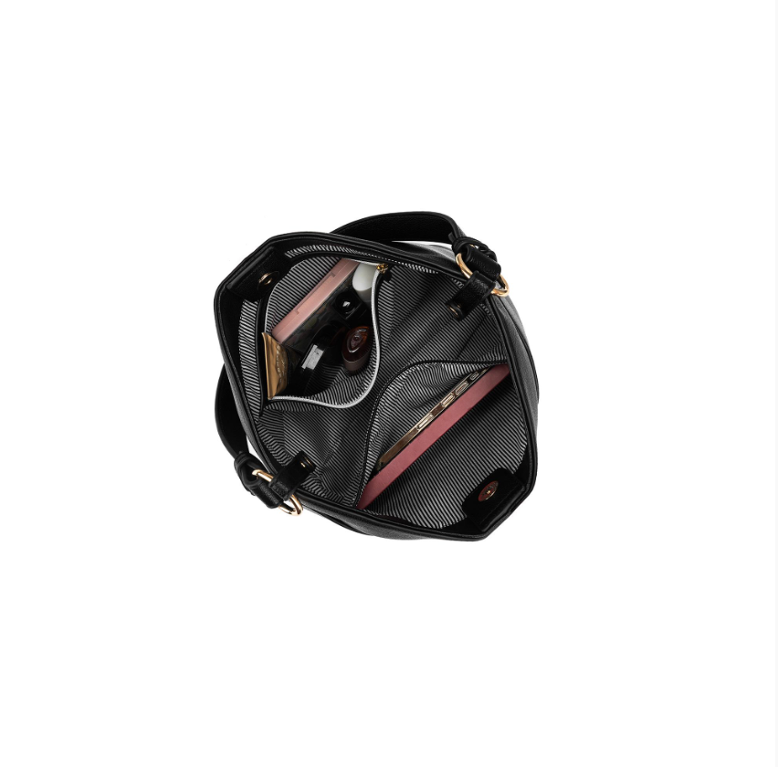 Black Caviar Design Melody Piece Shoulder Crossbody Bag - Black