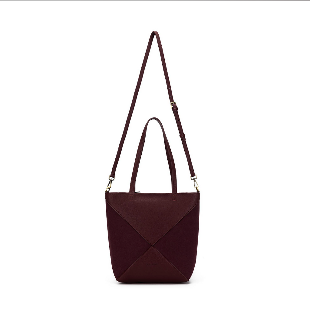 Black Caviar Renee 3 Piece Suedette Handbag - Burgundy