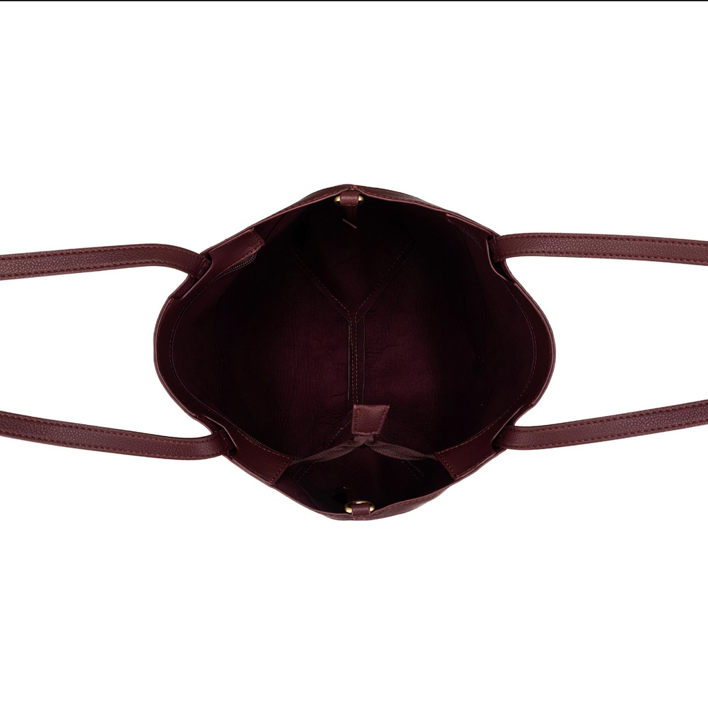 Black Caviar Renee 3 Piece Suedette Handbag - Burgundy