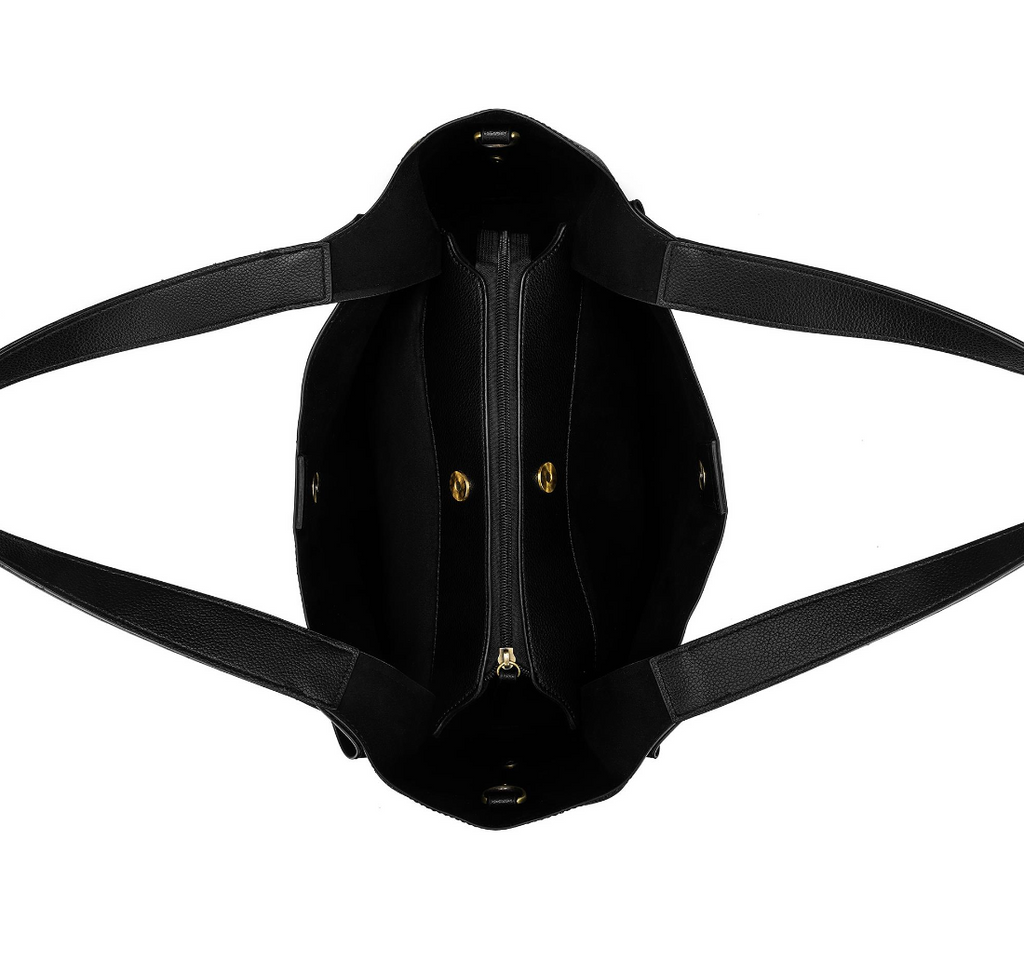 Black Caviar Designs -Sylvie 2 Piece Computer Crossbody Tote Bag - Black