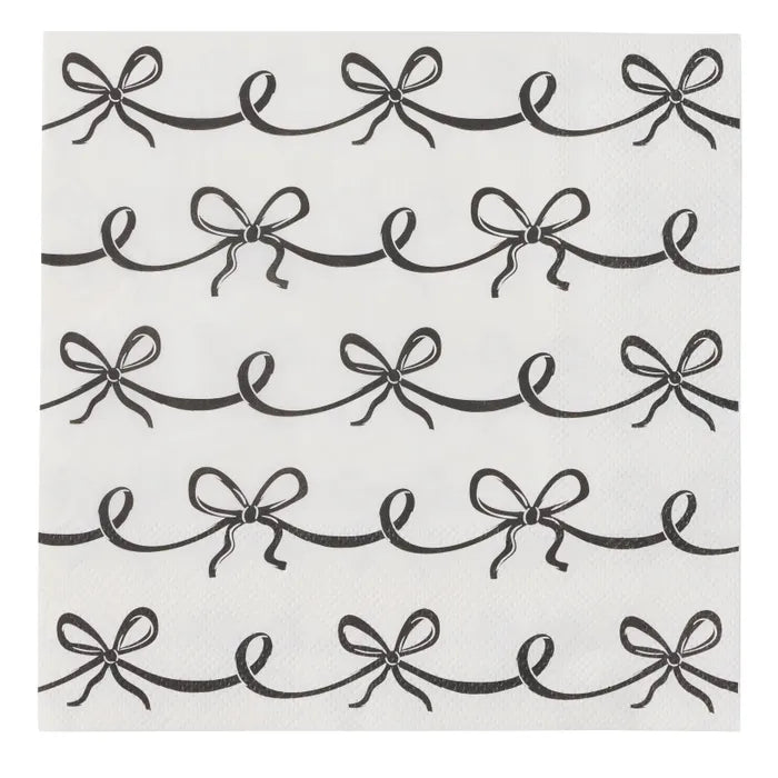 Bow 20pk 3 Ply Napkin - Black/Ivory