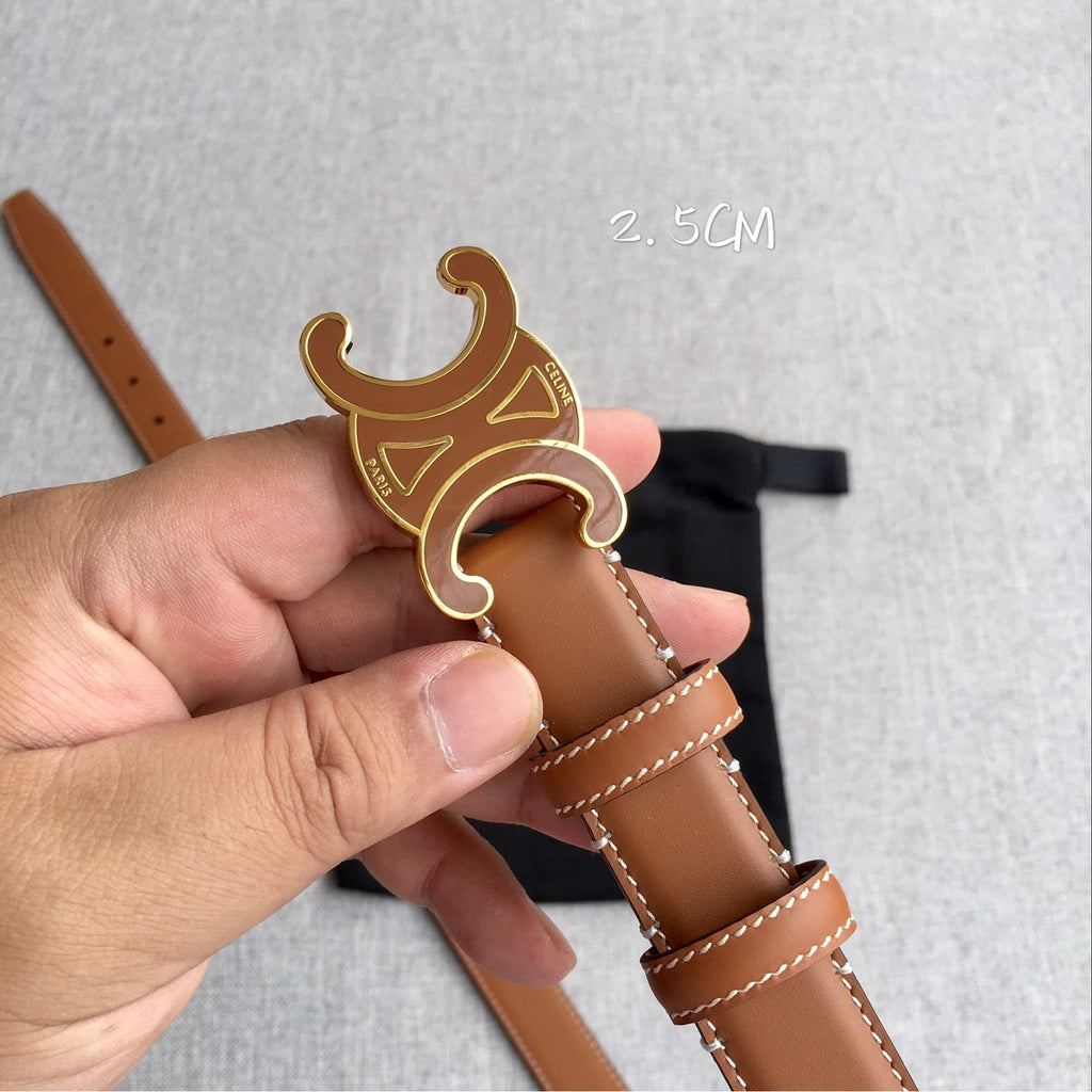 Authentic Celine Women‘s Leather Belt – Triomphe Buckle