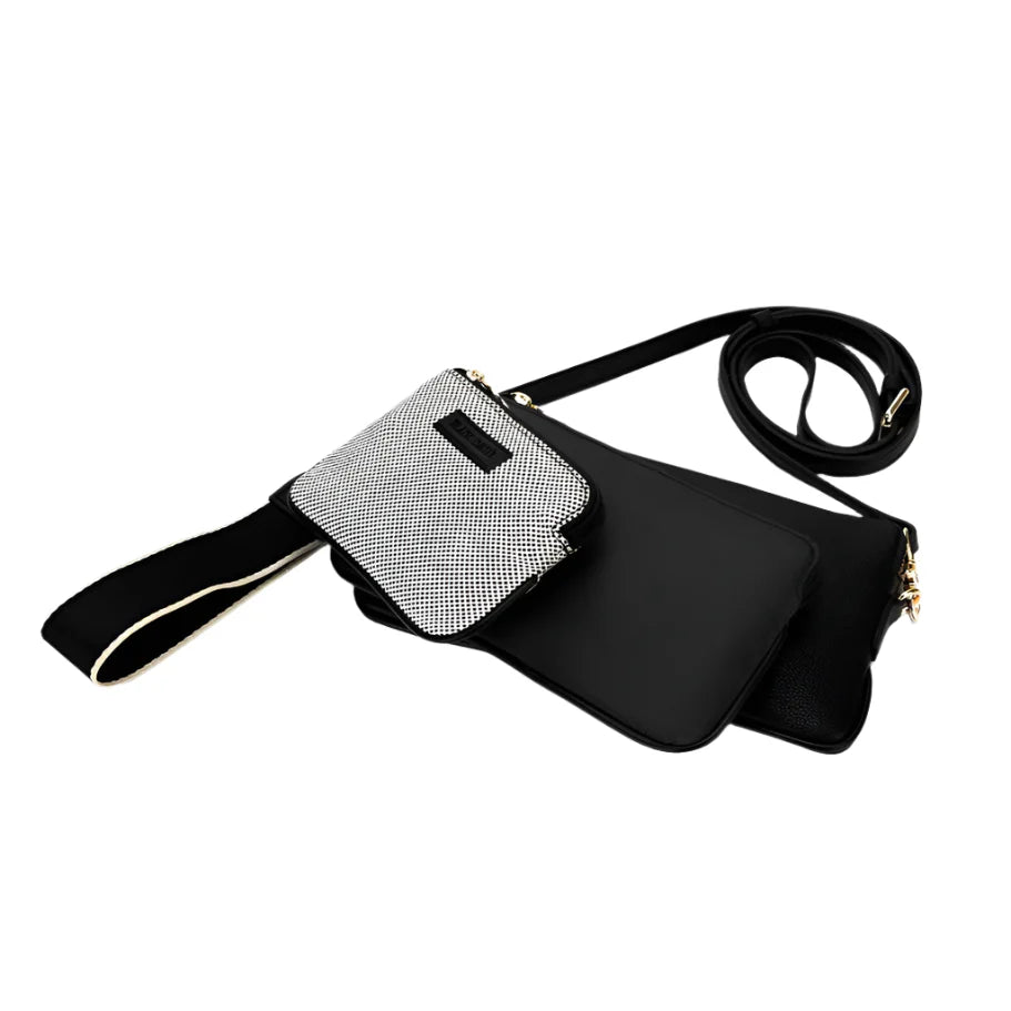 Black Caviar Design Destiny Crossbody Handbag - Black
