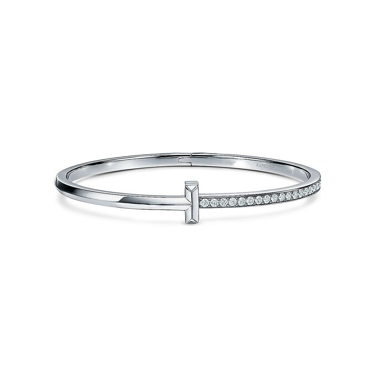 Tiffany Narrow T1 Hinged Bangle Cubic Zirconia Silver