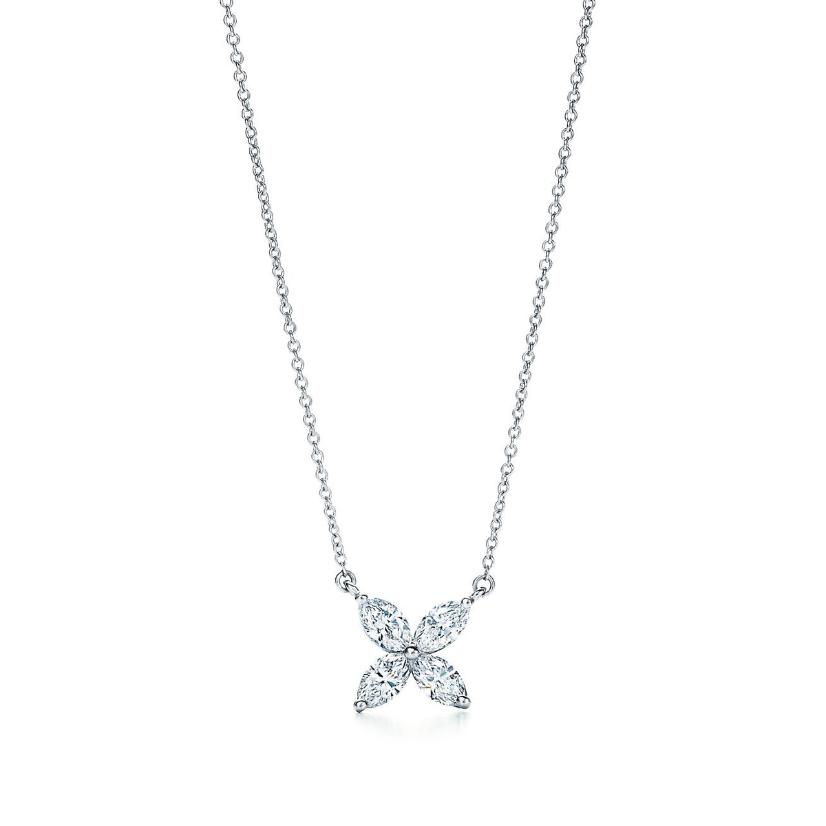 Tiffany Platinum and Cubic Zirconia Victoria Pendant Necklace